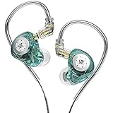 CCA KZ EDX Pro In-Ear-Monitor-Kopfhörer kabelgebunden, IEM-Kopfhörer Dual DD HiFi-Stereo-Kopfhörer Geräuschunterdrückung Ohrstöpsel-Cyan No Mic